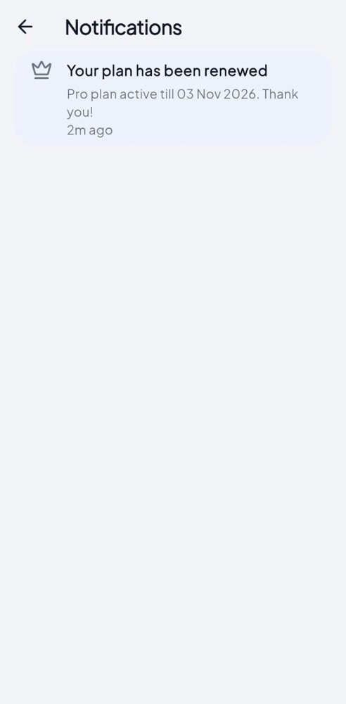 NumStock notification inbox